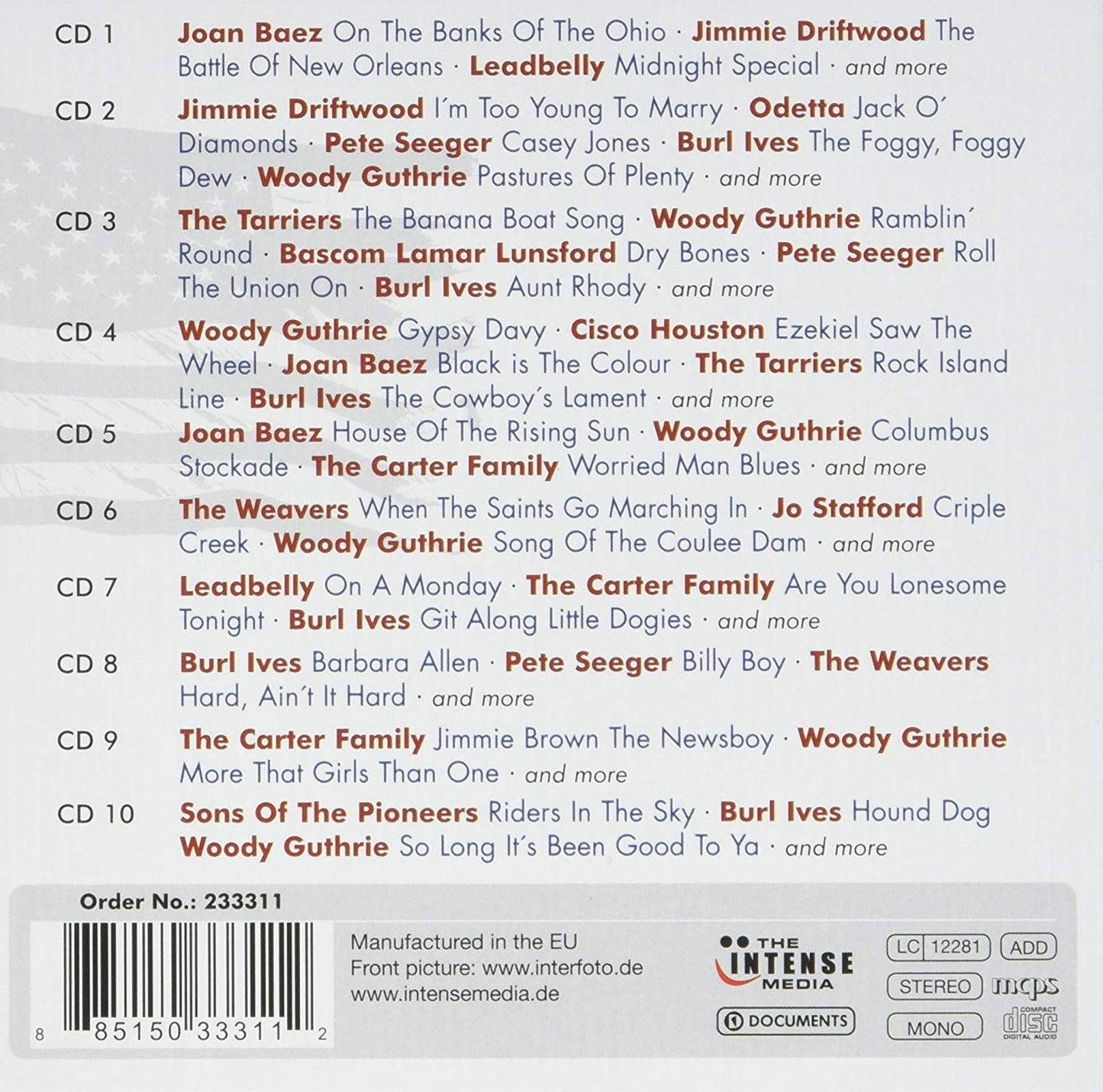 ORIGINAL AMERICAN FOLKSONGS (10 CDS)