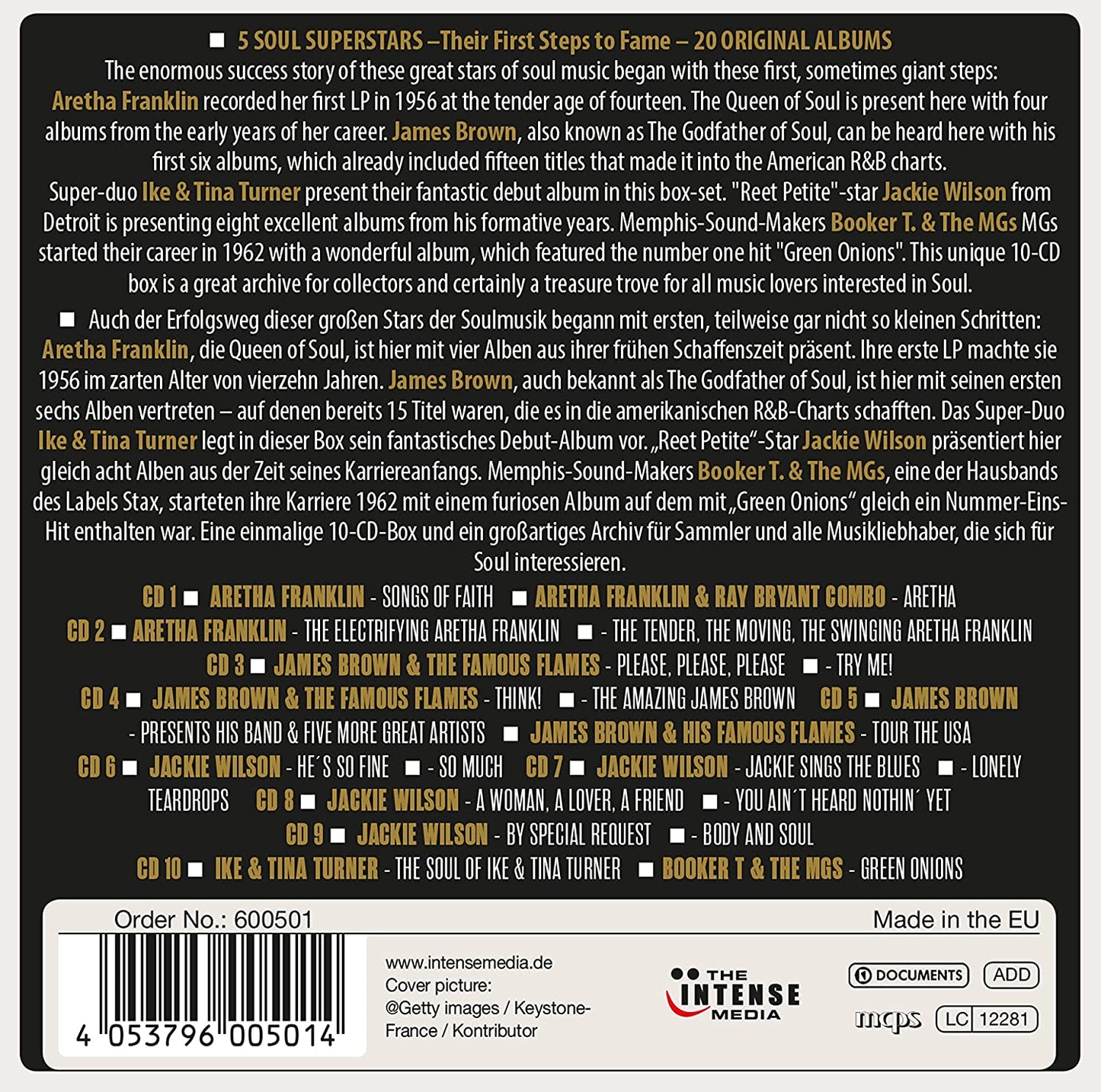 5 Soul Superstars: First Steps to Fame - Aretha Franklin, Ike & Tina Turner, James Brown, Jackie Wilson, Booker T. and the MGs (10 CDs)