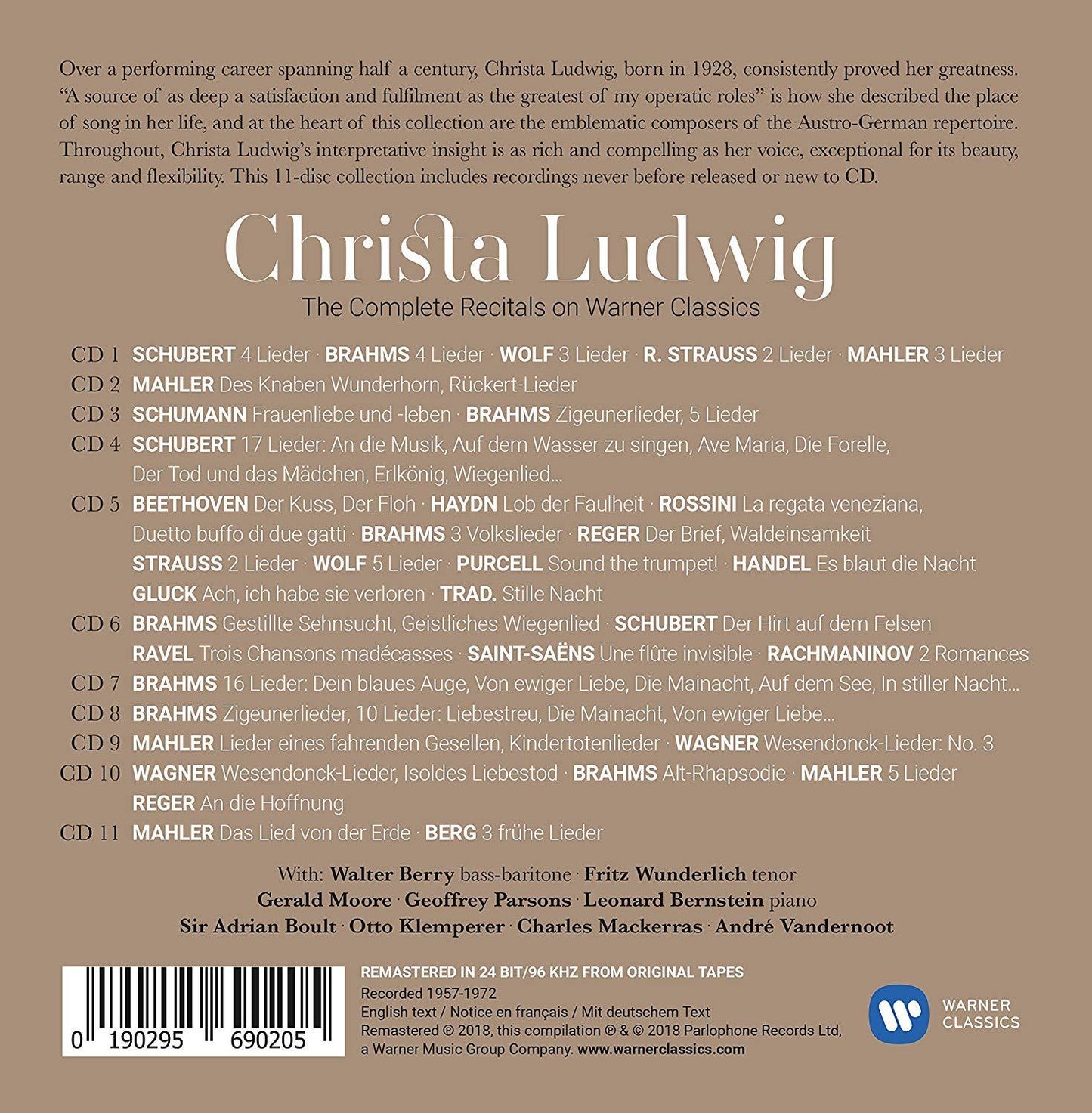 CHRISTA LUDWIG: Complete Recitals On Warner Classics (11 CDS)