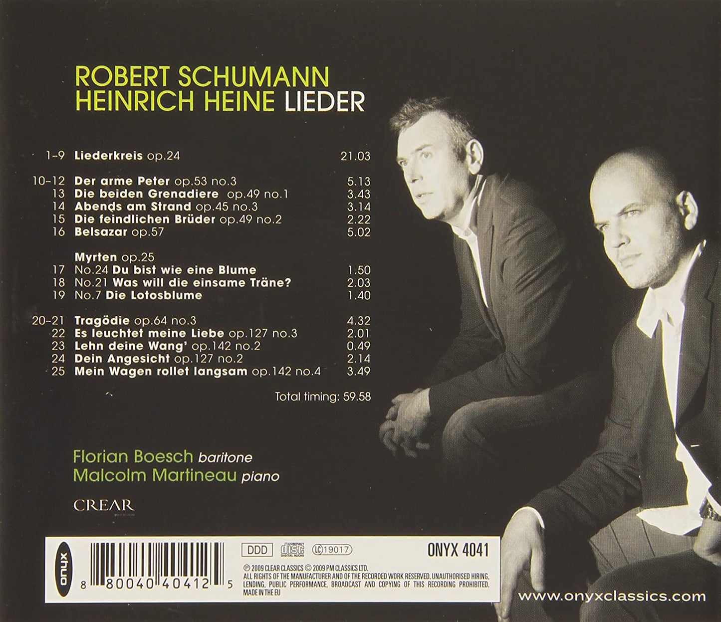 Schumann: Heine Lieder; Liederkreis, Op. 24, and more - Florian Boesch, Malcolm Martineau