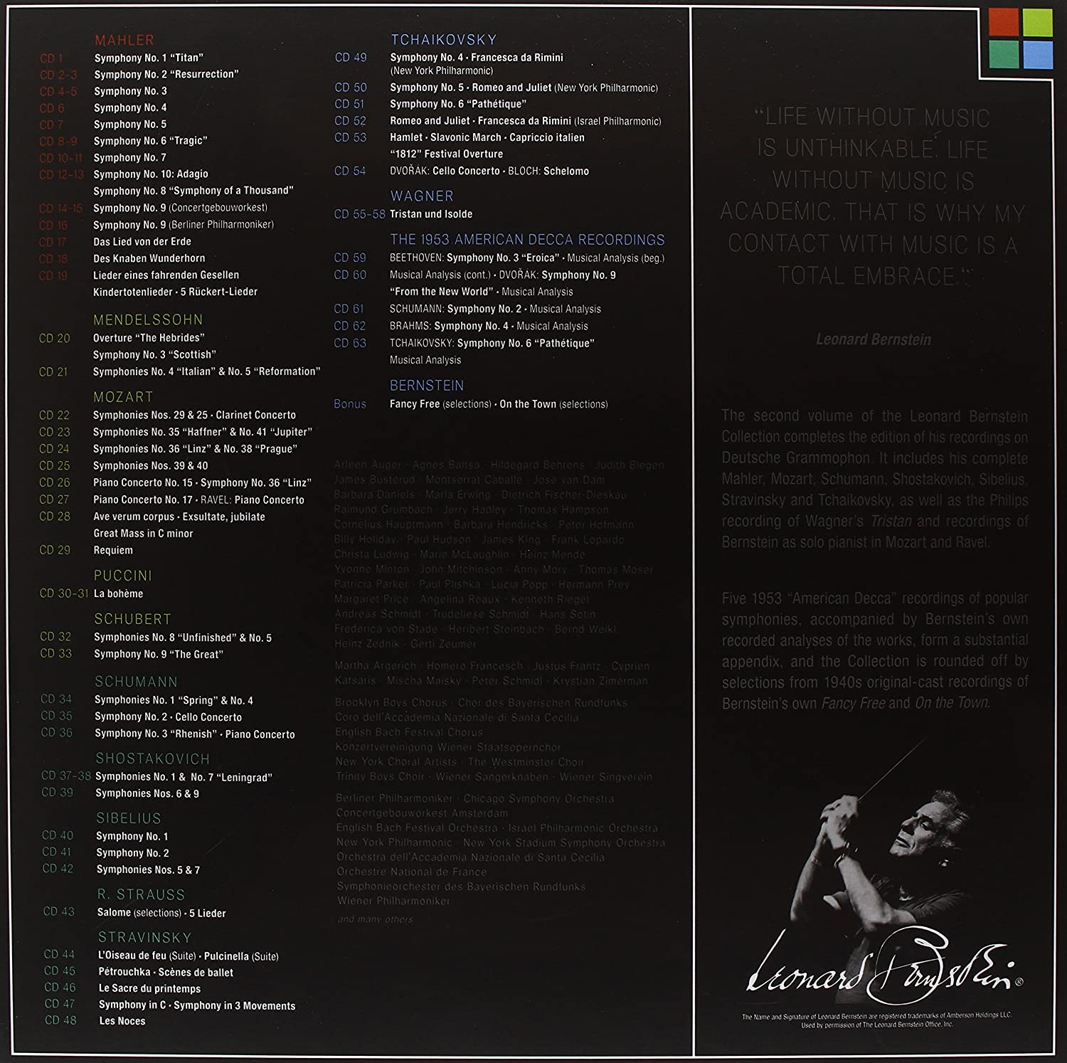 THE LEONARD BERNSTEIN COLLECTION, VOLUME 2 (64 CDS) ClassicSelect World
