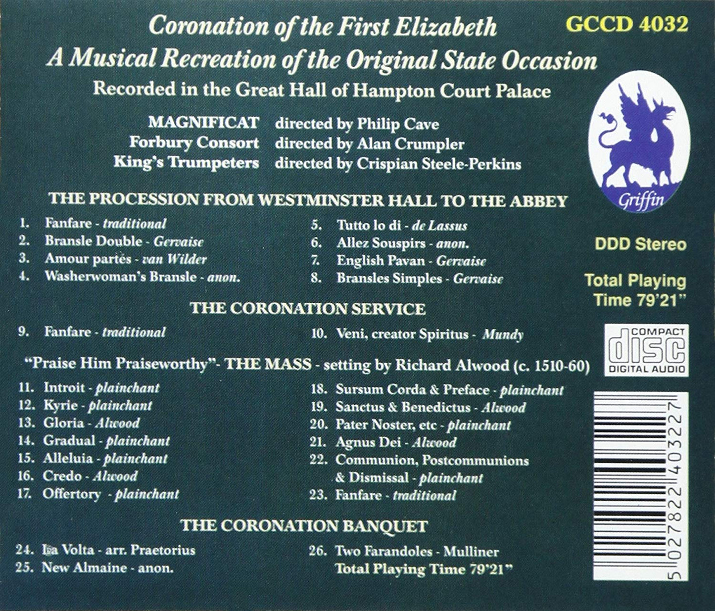 CORONATION OF THE FIRST ELIZABETH (CAVE'S MAGNIFICAT) - FORBURY CONSORT, STEELE-PERKINS, KING'S TRUMPETERS