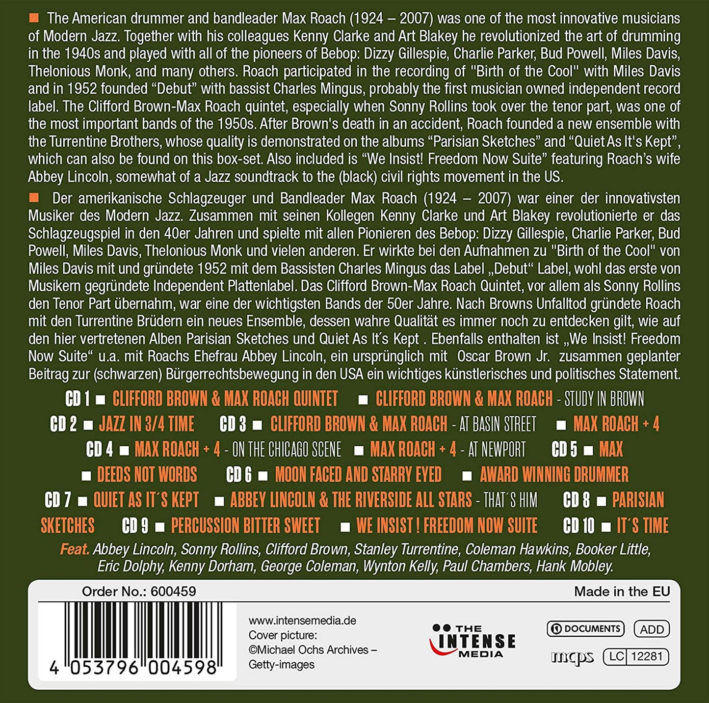 MAX ROACH: MILESTONES OF A JAZZ LEGEND (10 CDS)