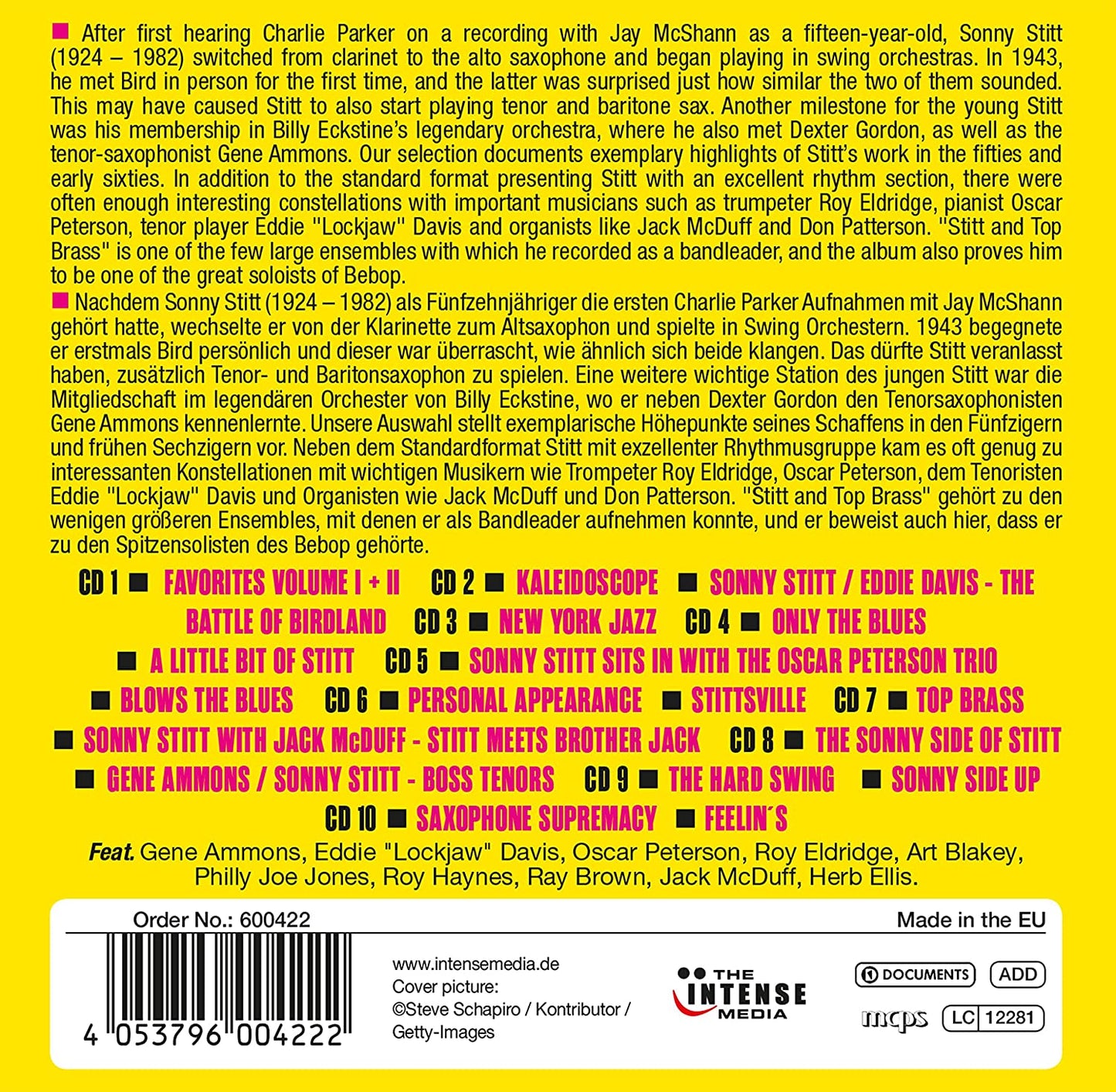 SONNY STITT: MILESTONES OF A JAZZ LEGEND (10 CDS)