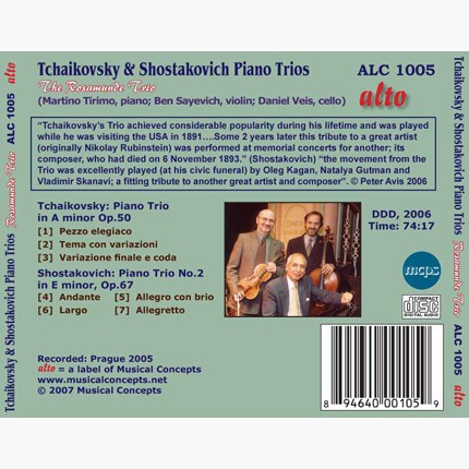 Tchaikovsky Piano Trio – Tchaikovsky Piano Concerto No 1 – ITZNS