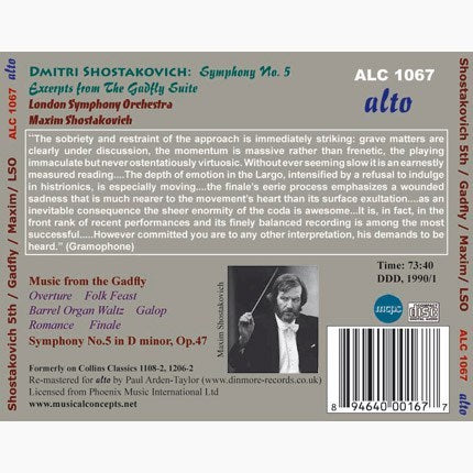 SHOSTAKOVICH: SYMPHONY NO. 5; GADFLY SUITE  - LONDON SYMPHONY ORCHESTRA, M. SHOSTAKOVICH