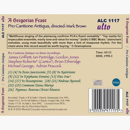 GREGORIAN FEAST: CHANTS FOR FESTIVE DAYS - PRO CANTIONE ANTIQUA