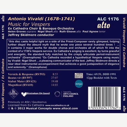 VIVALDI: MUSIC FOR VESPERS - JEFFREY SKIDMORE, EX CATHEDRA