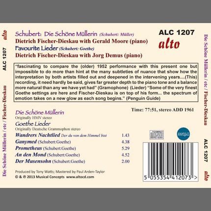 SCHUBERT: DIE SCHONE MULLERIN; FAVORITE GOETHE LIEDER - DIETRICH FISCHER-DIESKAU