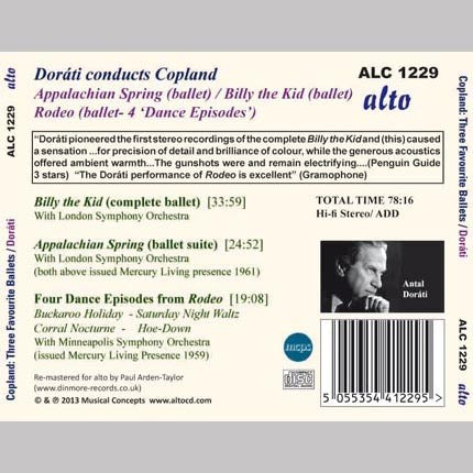 COPLAND: APPALACHIAN SPRING; BILLY THE KID, RODEO - DORATI, LONDON SYMPHONY, MINNEAPOLIS ORCHESTRA