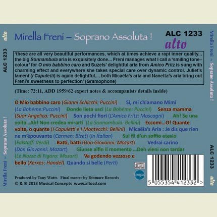 MIRELLA FRENI: SOPRANO ASSOLUTA! (PUCCINI, BELLINI, MOZART, VERDI)