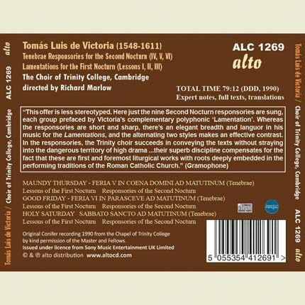 VICTORIA: EASTER WEEK LAMENTATIONS & RESPONSORIES - CHOIR OF TRINITY COLLEGE, CAMBRIDGE