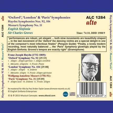 HAYDN: OXFORD & LONDON SYMPHONIES; MOZART: "PARIS" SYMPHONY NO. 31 - SIR CHARLES GROVES, ENGLISH SINFONIA