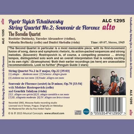 TCHAIKOVSKY: STRING QUARTET NO. 2; SOUVENIR DE FLORENCE - ROSTROPOVICH, BORODIN QUARTET