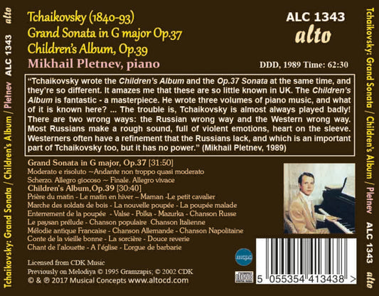 TCHAIKOVSKY: GRAND SONATA IN G MAJOR & CHILDREN'S ALBUM - PLETNEV