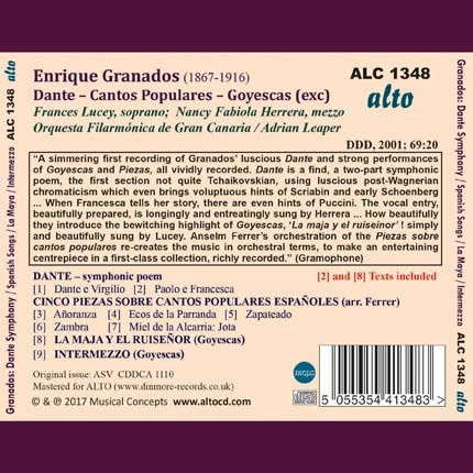 GRANADOS: DANTE (SYMPHONIC POEM) AND ORCHESTRAL WORKS - ORQUESTA FILAMONICA DE GRAN CANARIA