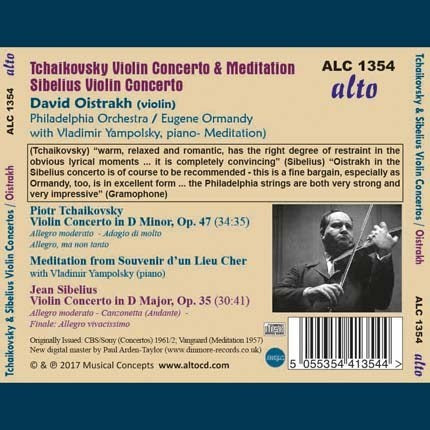 TCHAIKOVSKY & SIBELIUS: VIOLIN CONCERTOS - OISTRAKH, ORMANDY, PHILADELPHIA ORCHESTRA