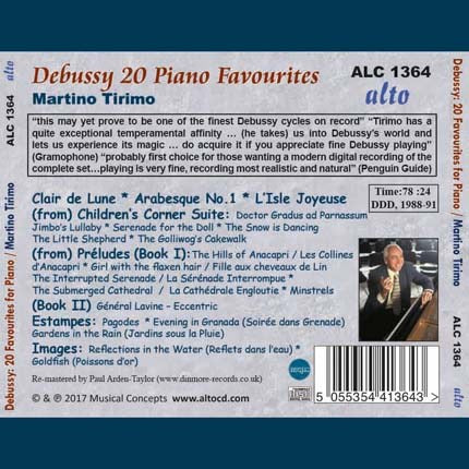 DEBUSSY: 20 FAVOURITES FOR PIANO - MARTINO TIMIRO