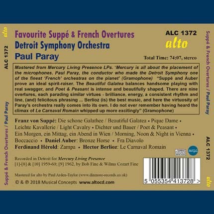 VON SUPPE & FAVOURITE FRENCH OVERTURES - PARAY, DETROIT SYMPHONY