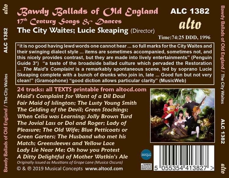 BAWDY BALLADS OF OLD ENGLAND - 17TH CENTURY SONGS & DANCES - CITY WAITES