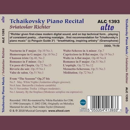 TCHAIKOVSKY: PIANO MUSIC - SVIATOSLAV RICHTER
