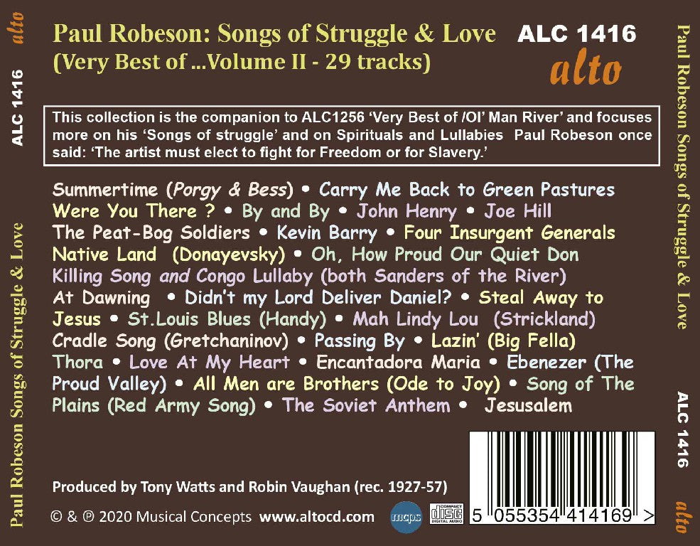 Paul Robeson: Songs of Struggle & Love (Best of, Volume 2)