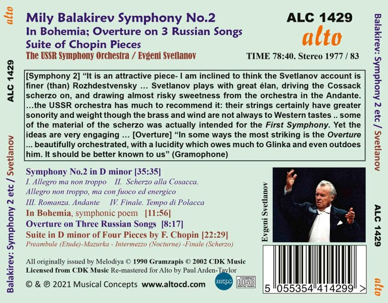 Balakirev: Symphony No. 2; In Bohemia; Overture on 3 Russian Songs; Suite on Chopin Themes - Evgeni Svetlanov, USSR Symphony Orchestra