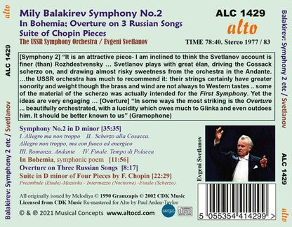 Balakirev: Symphony No. 2; In Bohemia; Overture on 3 Russian Songs; Suite on Chopin Themes - Evgeni Svetlanov, USSR Symphony Orchestra