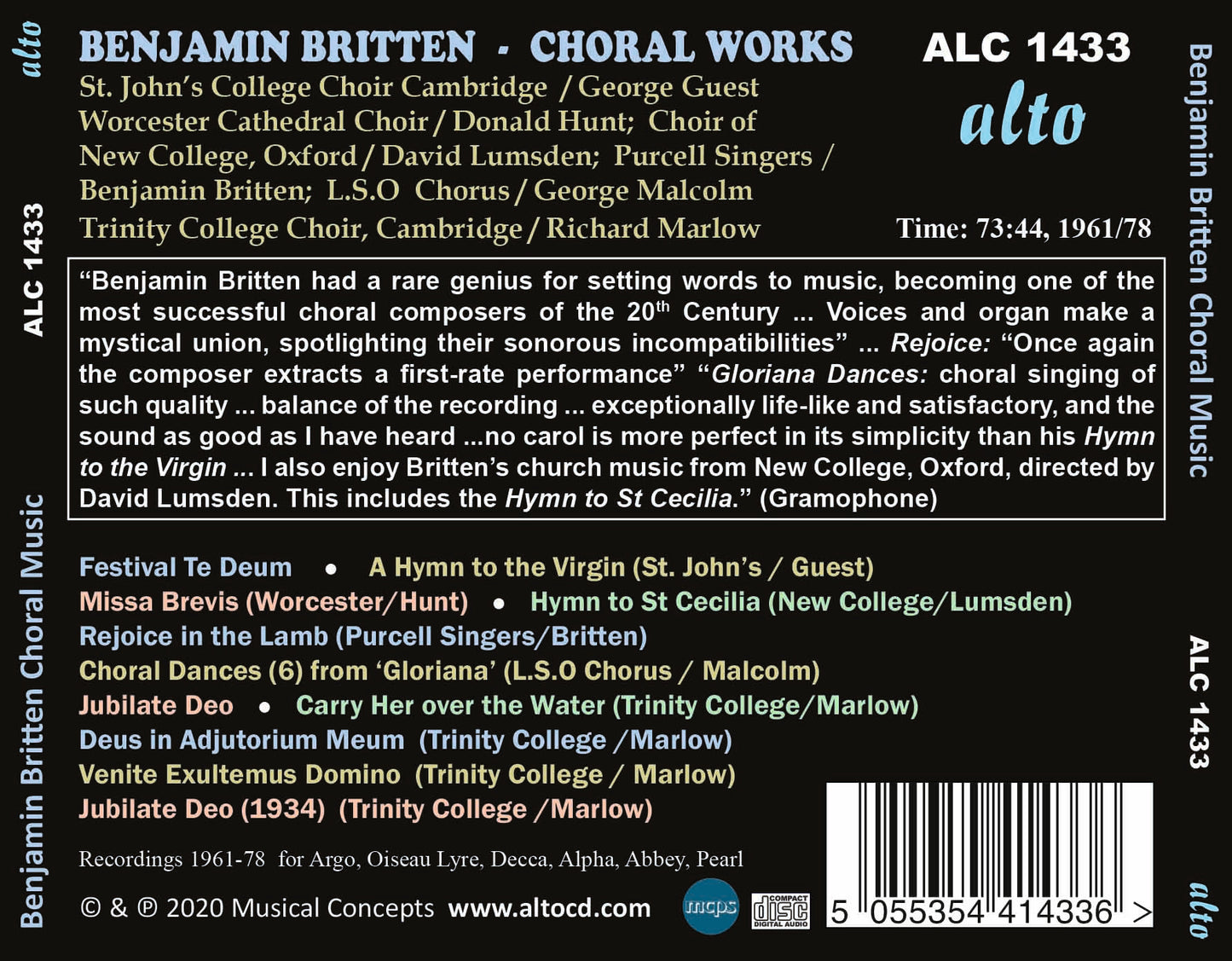 Britten: Choral Music - St. John's, New College Oxford, Trinity College, Purcell Singers