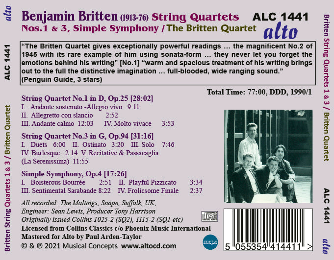 Britten: String Quartets 1 & 3, Simple Symphony - Britten Quartet