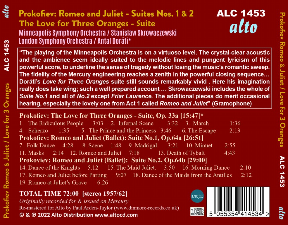 Prokofiev: Romeo and Juliet Suites Nos.1 & 2; The Love for Three Oranges Suite - Stanislaw Skrowaczewski, Minneapolis Symphony; Antal Doráti, London Symphony Orchestra (CD)