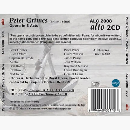 BRITTEN: PETER GRIMES - BRITTEN, PEARS, COVENT GARDEN (2 CDS)