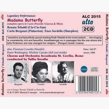 PUCCINI: MADAME BUTTERFLY (COMPLETE OPERA IN 2 ACTS) - TEBALDI, BERGONZI, SERAFIN (2 CDS)