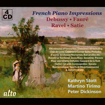 FRENCH PIANO IMPRESSIONS (DEBUSSY; FAURE; RAVEL) - STOTT, TIRIMO, DICKINSON (4 CDS)