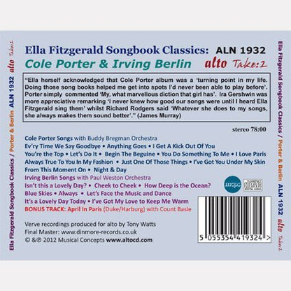 ELLA FITZGERALD: COLE PORTER & IRVING BERLIN SONGBOOK CLASSICS