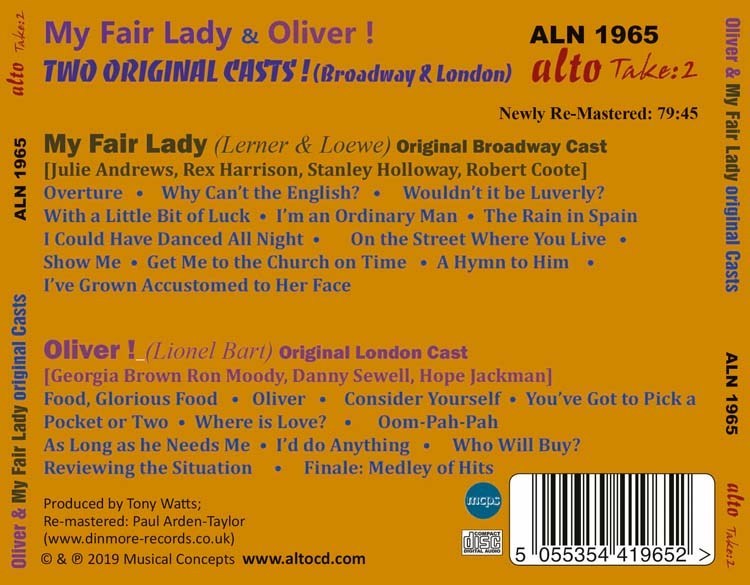 TWO ORIGINAL MUSICAL CLASSICS: MY FAIR LADY AND OLIVER!