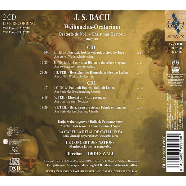 BACH: WEIHNACHTS-ORATORIUM (CHRISTMAS ORATORIO) - LE CONCERT DES NATIONS, SAVALL (2 HYBRID SACDS)