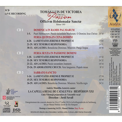 Victoria: Passion Officium Hebdomadae Sanctae - Savall, LA CAPELLA REIAL DE CATALUNYA (3 HYBRID SACDS)