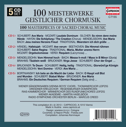 100 Masterpieces of Sacred Choral Music: Wiener Sängerknaben, Thomanerchor Leipzig, Dresden (5 CDS)