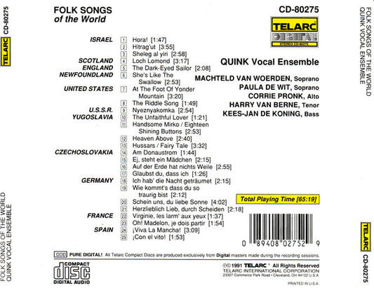 FOLK SONGS OF THE WORLD: QUINK VOCAL ENSEMBLE