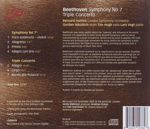 BEETHOVEN: Symphony No. 7 & Triple Concerto - Bernard Haitink, London Symphony Orchestra