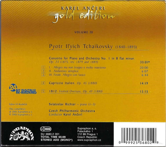 TCHAIKOVSKY: Piano Concerto No. 1; Capriccio Italien, 1812 Overture (Ancerl Gold Edt. 20) - Sviatoslav Richter, Karel Ancerl, Czech Philharmonic Orchestra