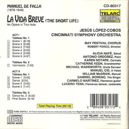 Falla: La Vida Breve - Cincinnati Symphony Orchestra, Jesus Lopez-Cobos