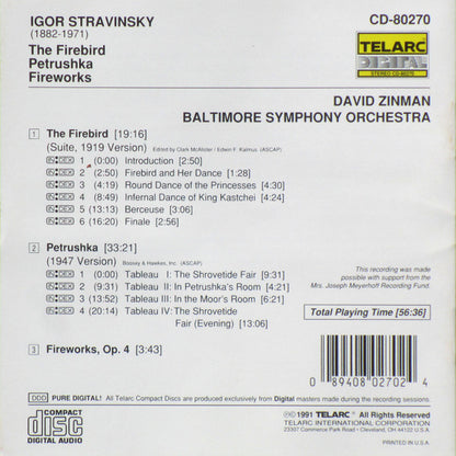 STRAVINSKY: The Firebird; Petrushka; Fireworks, Op. 4 - Zinman, Baltimore Symphony Orchestra