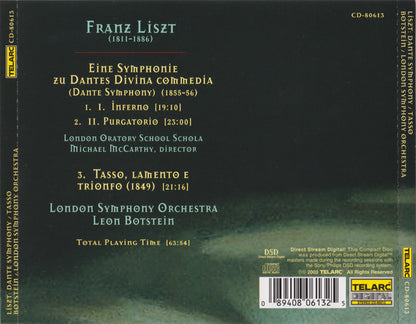 LISZT: DANTE SYMPHONY; TASSO LAMENTO E TRIONFO - Leon Botstein, London Symphony Orchestra