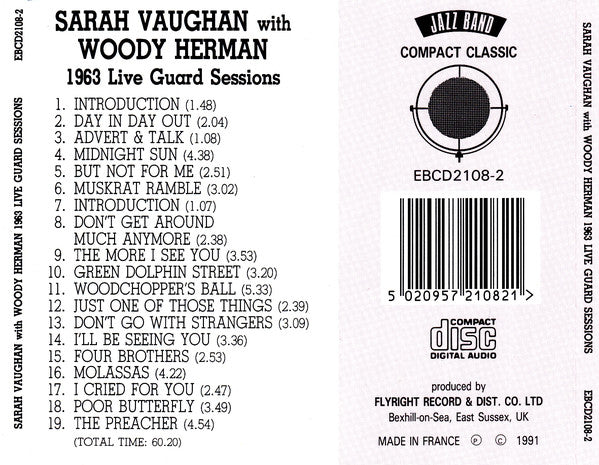 SARAH VAUGHAN WITH WOODY HERMAN: 1963 Live Guard Sessions