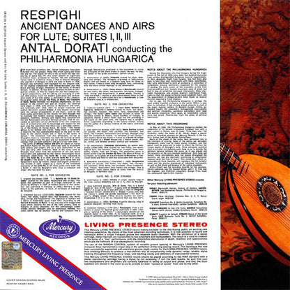 RESPIGHI: ANCIENT DANCES AND AIRS FOR LUTE, SUITES 1, 2 & 3: ANTAL DORATI, PHILARMONIA HUNGARICA (180 GRAM VINYL LP)