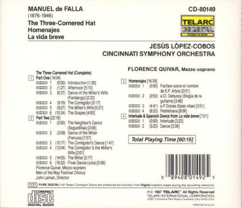 DE FALLA: THREE CORNERED HAT (Complete) - Florence Quivar, Jesus Lopez-Corbos, Cincinnati Symphony