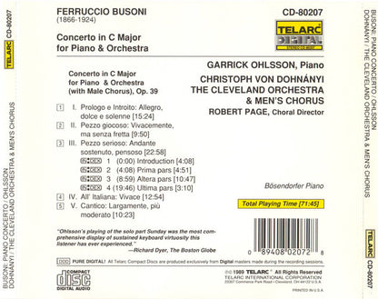 BUSONI: PIANO CONCERTO - Garrick Olsson, Cleveland Orchestra, Christoph von Dohnanyi