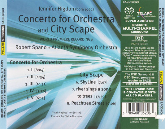 HIGDON: CITY SCAPE; CONCERTO FOR ORCHESTRA - Atlanta Symphony Orchestra, Robert Spano (Hybrid SACD)